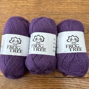 100% alpaca wool fiber Frog Tree purple yarn bundle lot of 3 sport weight